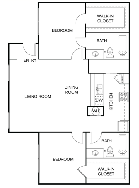 A black and white diagram of a house layout with labeled rooms.